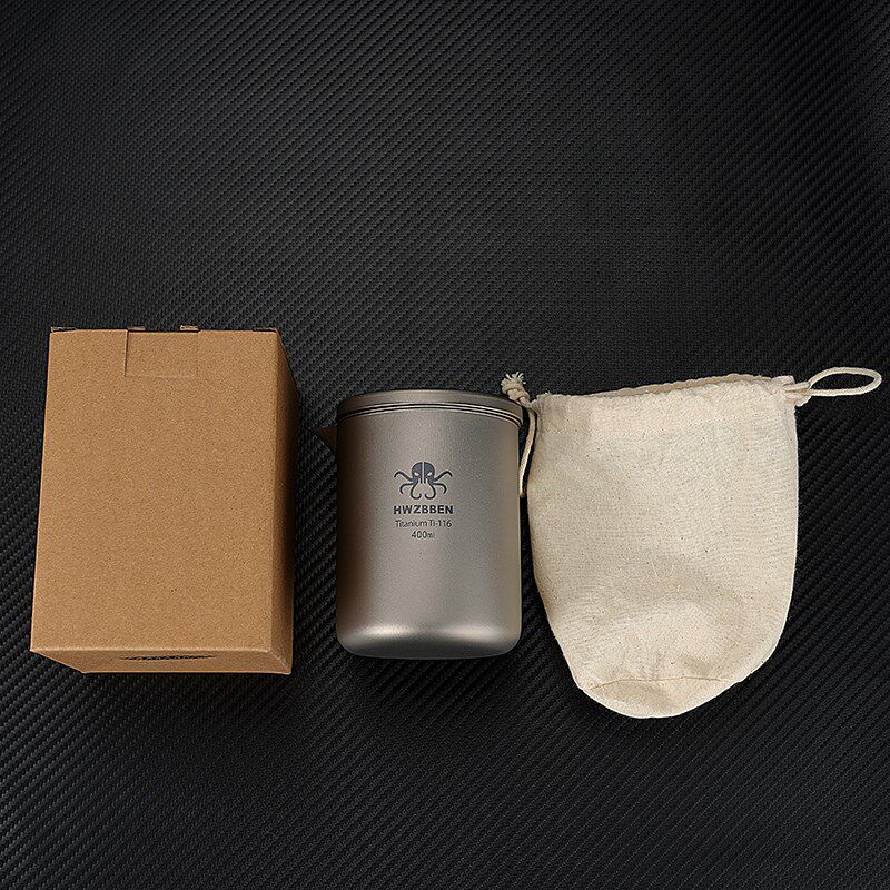 赫兹本纯钛旅行露营茶具套装鹰嘴泡茶器双层茶杯茶壶防烫便携茶杯