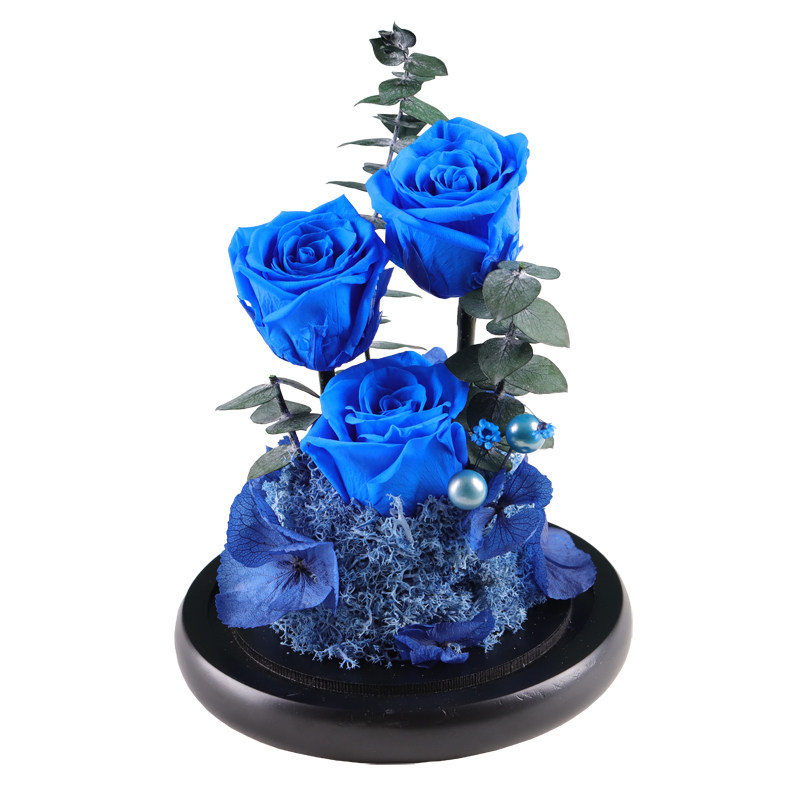永生花篮色妖姬蓝玫瑰真花高级感花束礼盒干燥花摆件生日礼物送男