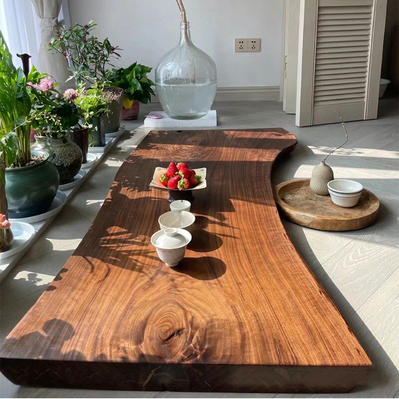 北美黑胡桃木大板茶桌台面板独板原木大板整板桌面板实木桌板定制