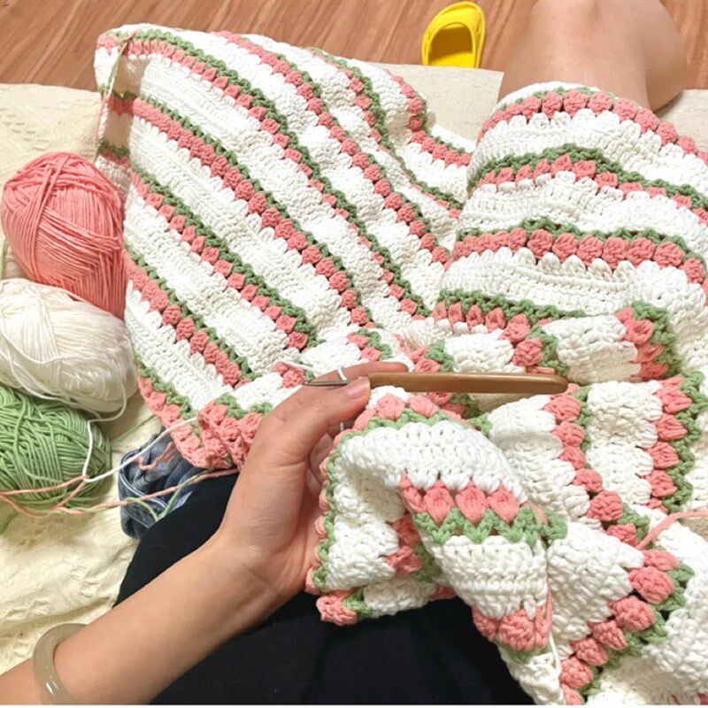 【Nabi手作】郁金香钩针毯子DIY编织毛线团手工制作材料包新手