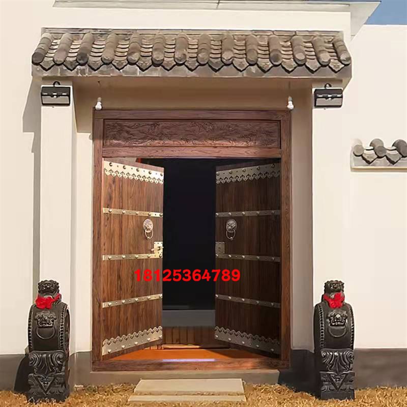 实木海棠木仿古大门庭院门中式别墅木门农村双开门老式门进户门