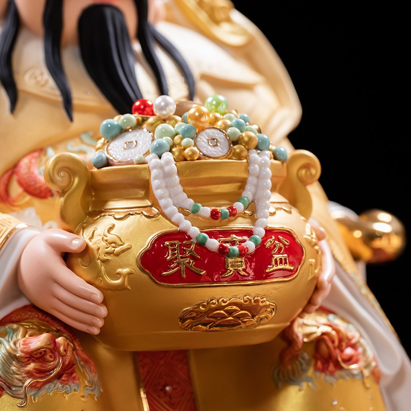 德化白瓷彩绘财神爷家用供奉神像陶瓷文财神招财摆件乔迁新居礼品