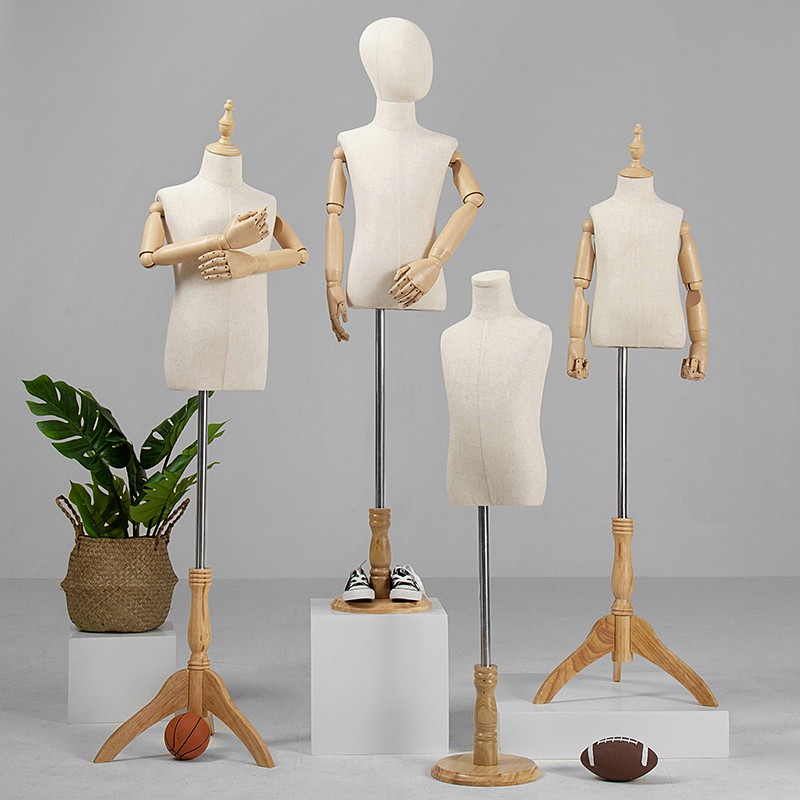 儿童模特道具童装店衣服模特展示架实木底座半身人台小童人偶架子