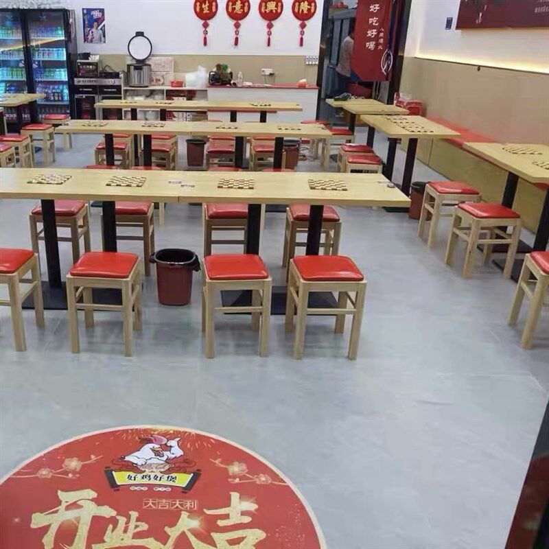 商用方凳餐饮小吃快餐店连面馆实木餐椅靠墙凳子烧烤凳子小方凳