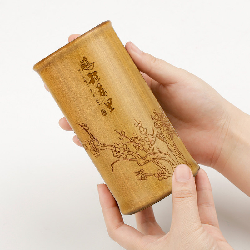 个性创意楠木竹节多功能毛笔笔筒送老师女 复古实木质办公室收纳