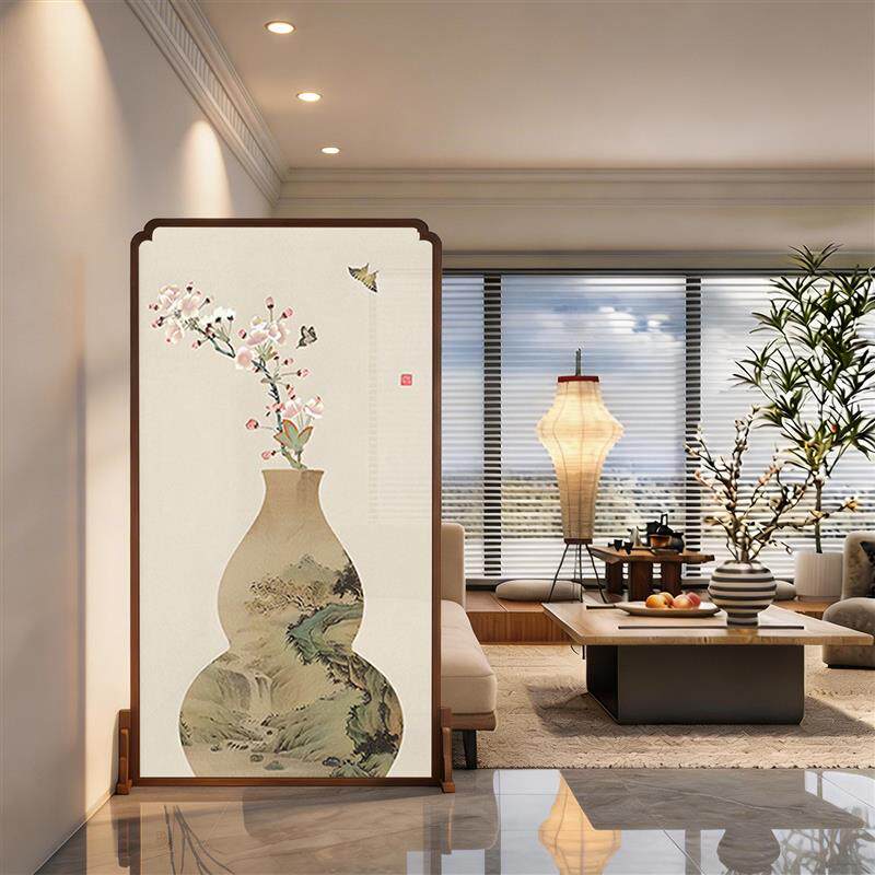 宋代美学古风竹子新中式屏风隔断客厅实木入户玄关办公室公司茶室