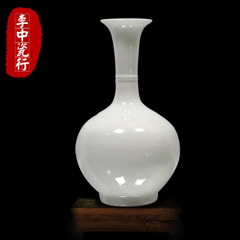 景德镇窑变工艺品仿古碎瓷瓶高白色瓷花瓶赏瓶家居博古架装饰摆件