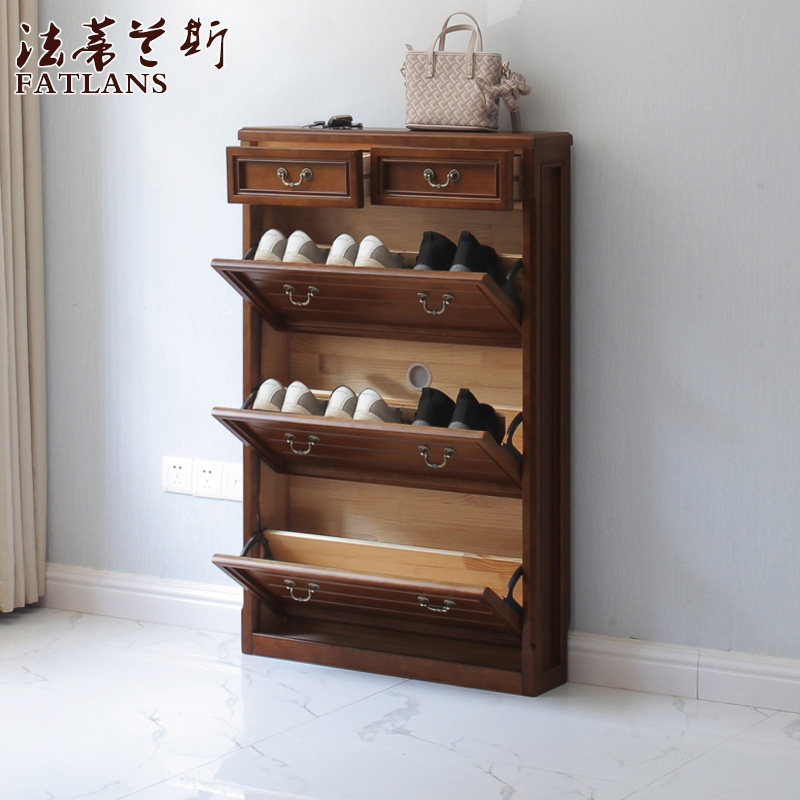 纯实木40-60-80cm1-1.1-1.2米翻斗17cm超薄鞋柜2021新款小户型窄