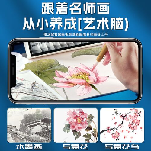 国画颜料初学者套装12色中国画用品工具全套材料24色水墨画入门高