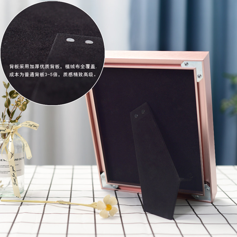 婚纱照相框摆台定制结婚照片金属桌摆铝合金窄边8 1012寸金色摆件