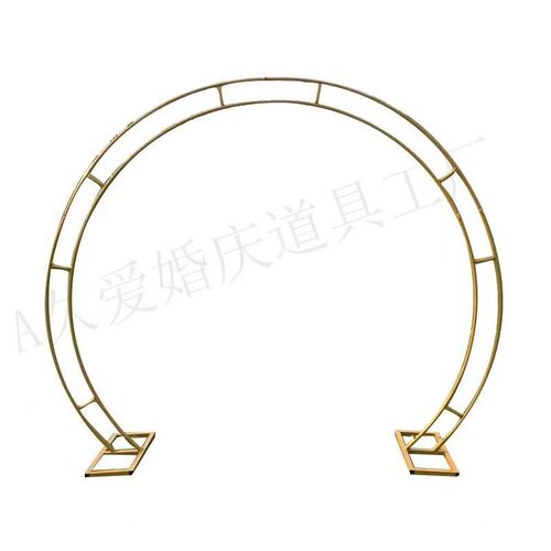 婚庆铁艺架子双杆拱门金色拱门半圆形拱门气球装饰架婚礼背景道具