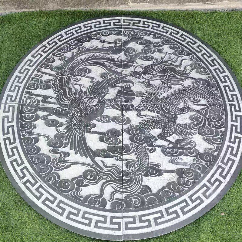 浮雕壁画福字镂空窗花仿古地雕新中式扇形外墙屏风装饰青石雕刻字