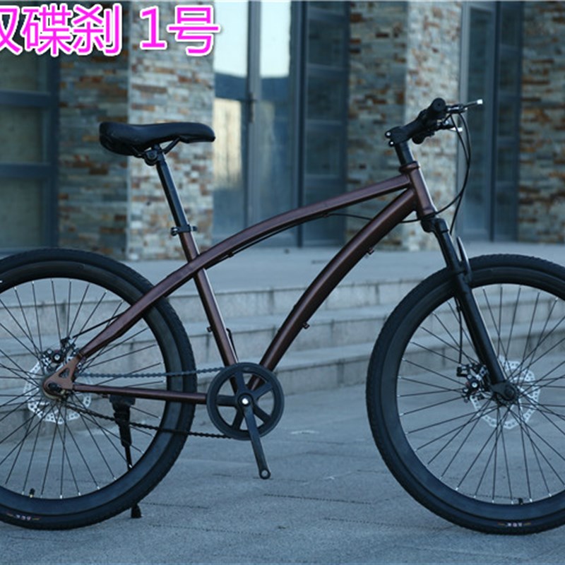 减震死飞自行车26寸公路单车男女学生款式双碟刹彩色包邮复古