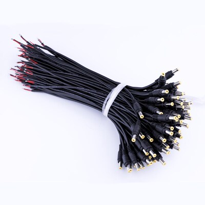 0.5纯铜芯DC电源头线监控摄像机黑护套公头线集中供电12V24VDC头