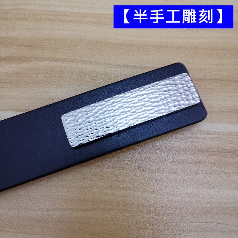 纯钛合金双针皮带扣 内穿式平滑扣光身腰带休闲双针扣头层牛皮带