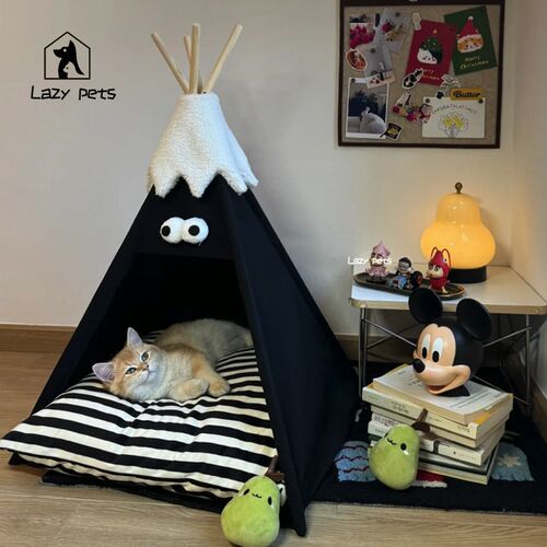 Lazy pets宠物帐篷夏季猫窝狗窝可拆洗四季通用半封闭实木宠物床