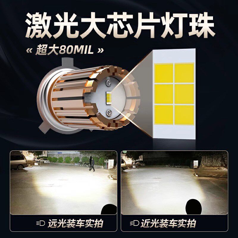 巧格i125踏板摩托车LED大灯改装远近光一体透镜灯泡超亮车灯