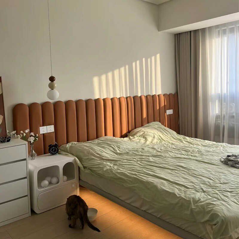 现代卧室床头软包靠背防撞榻榻米墙围绒布皮软硬包背景墙自粘护墙