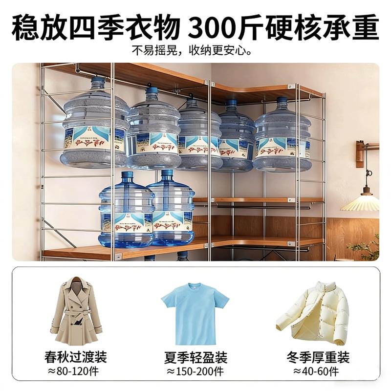 家用卧室落地衣帽架开放式衣柜挂衣架衣帽间金属置物架收纳货架子