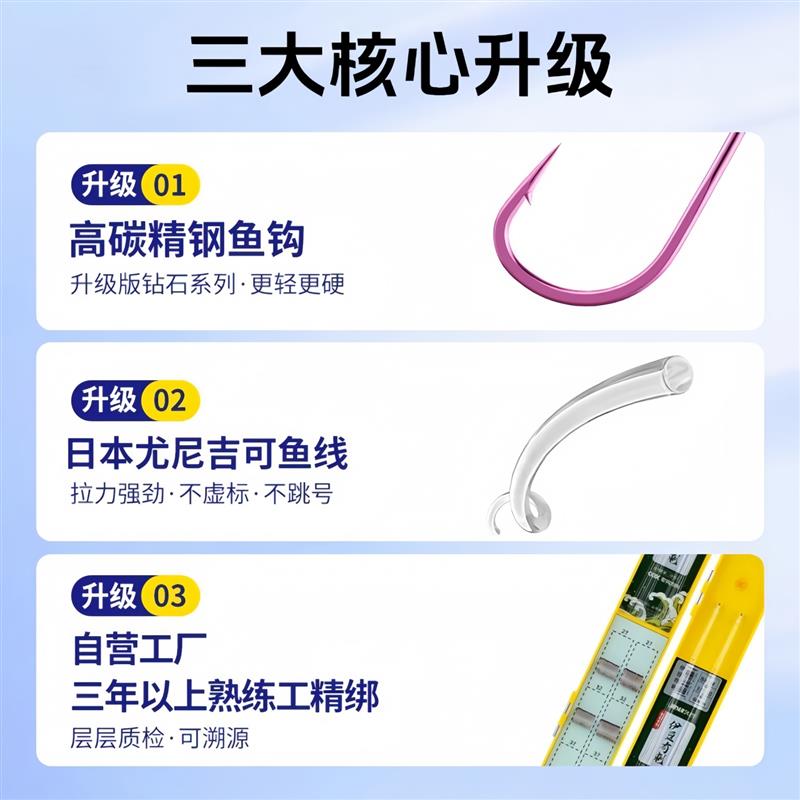 久岩进口伊豆鱼钩正品官方有刺歪嘴尤尼吉可鱼线绑好子线双钩成品