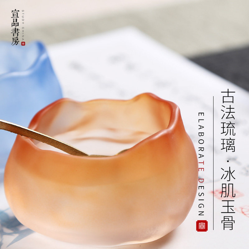 宣品书房创意琉璃彩色水盂水丞水滴砚台研磨初学者书画用品桌面摆