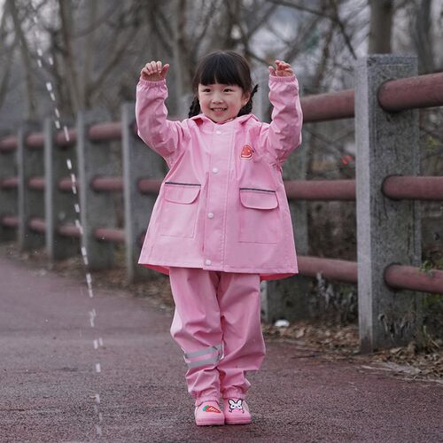 儿童雨衣分体套装幼儿园男女童带书包位防水全身反光防雨披