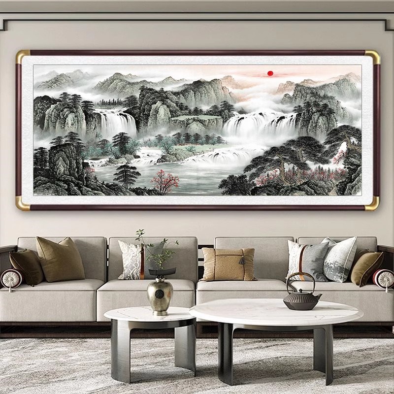 有山无水靠山图客厅装饰山水画办公室字画风景挂画沙发背景墙壁画