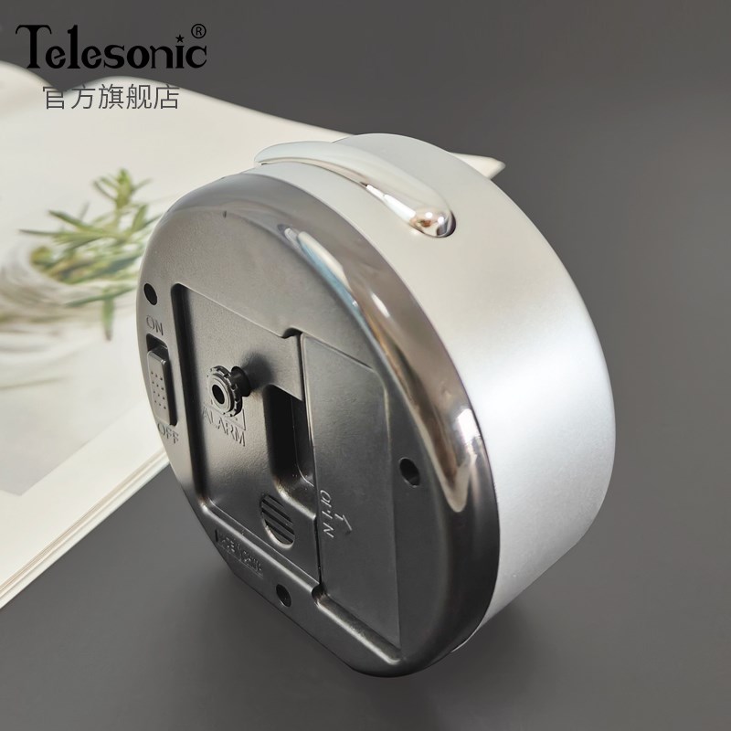 TELESONIC/天王星圆形小闹钟创意多功能简约贪睡静音卧室床头钟表
