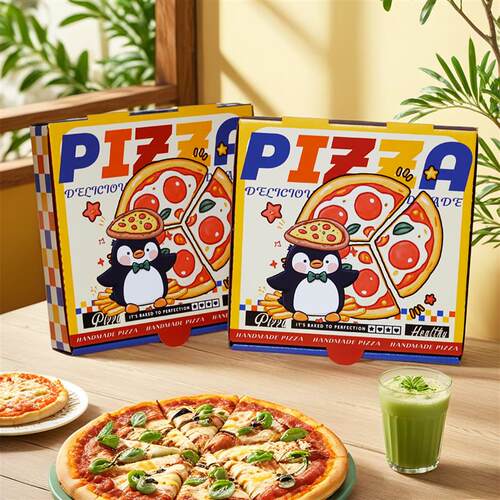 小企鹅铝膜披萨盒打包外卖商用7891012英寸pizza设计定制新品