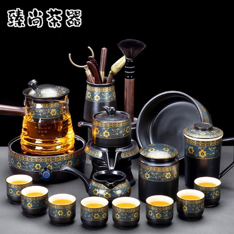 整套功夫茶具家用轻奢懒人泡茶器高档办公室用茶盘套装煮茶器茶具