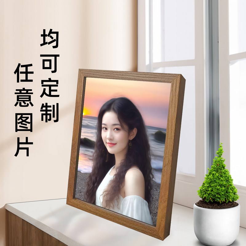 来图定制镜子灯光画生日礼物创意镜面小夜灯情侣照片开灯发光相框