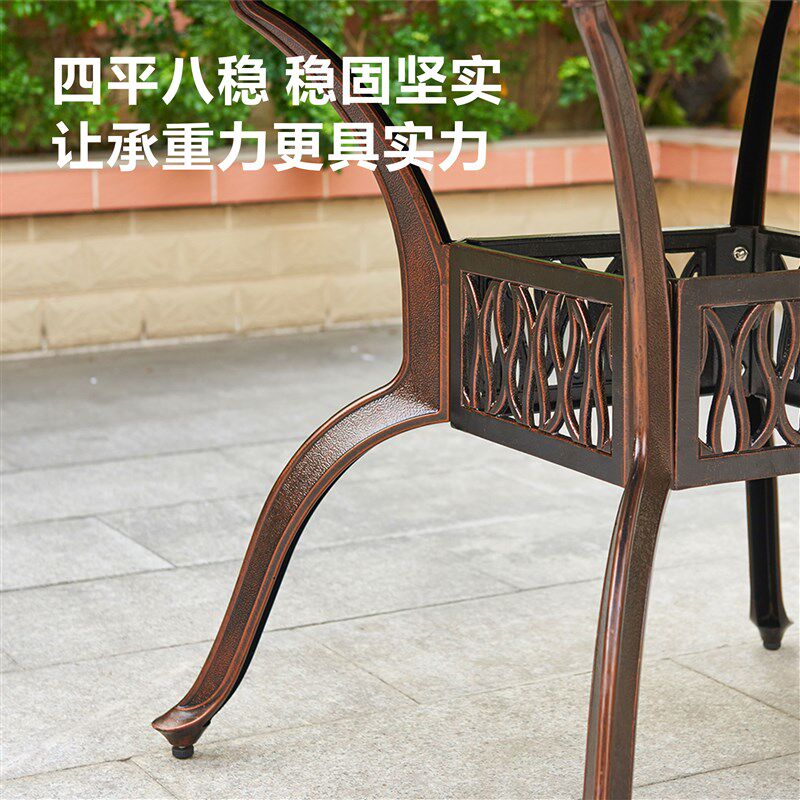 户外桌子铸铝防水防晒铝合金别墅阳台庭院露天圆桌室外花园餐桌椅