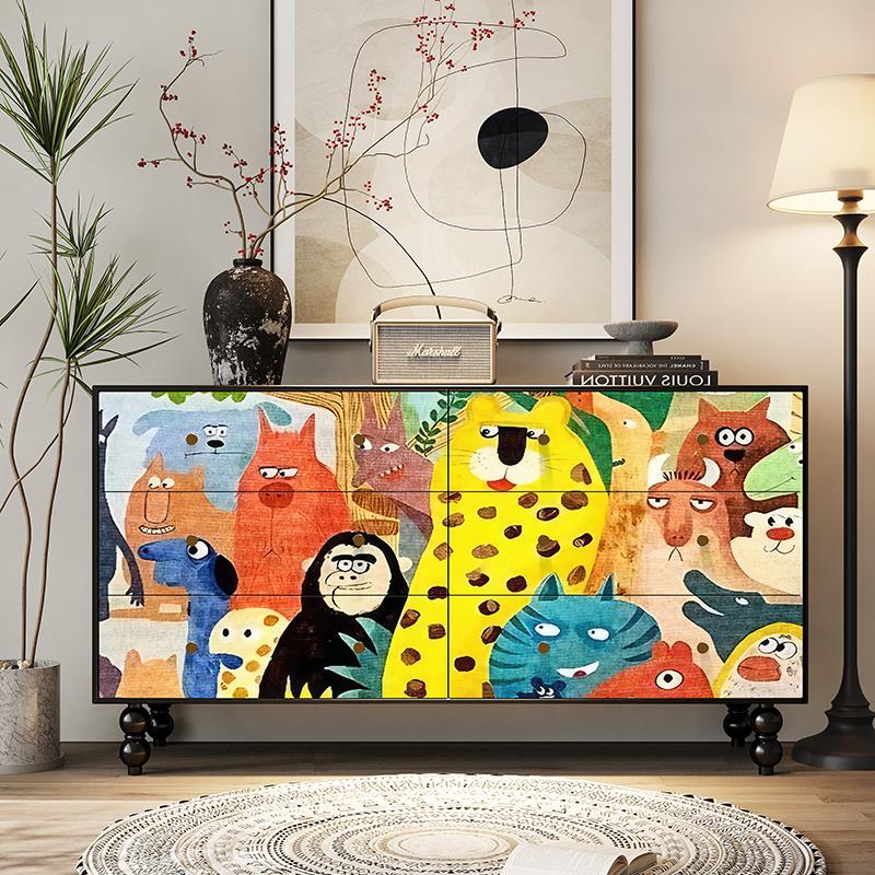 法式现代简约六斗柜玄关柜实木多功能储物柜收纳柜卧室餐边柜定制