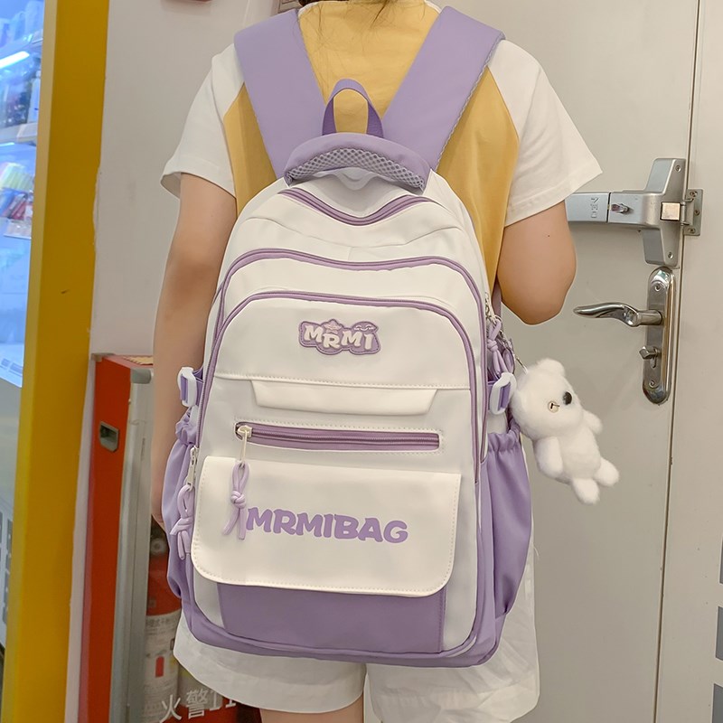 书包女初中生2025新款撞色小众ins中学生大容量小学生减负双肩包