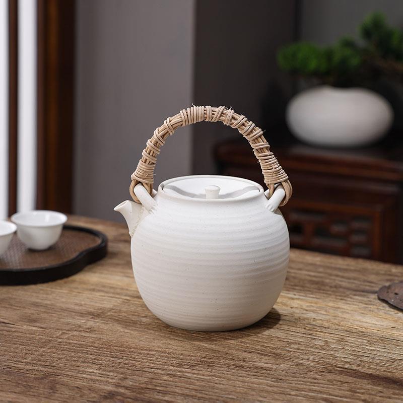 手工藤把提梁原矿白泥煮茶壶中式烧水陶壶白茶普洱黑茶电陶炉炭炉