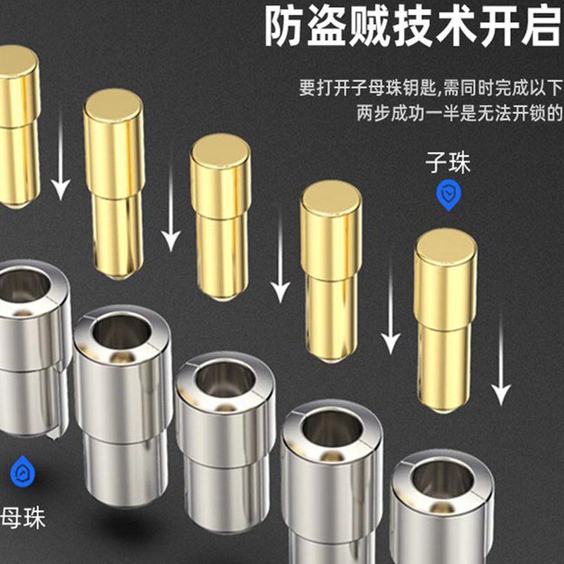 以色列子母珠超C级纯铜锁芯入户门c级锁芯防盗门通用型锁芯更换