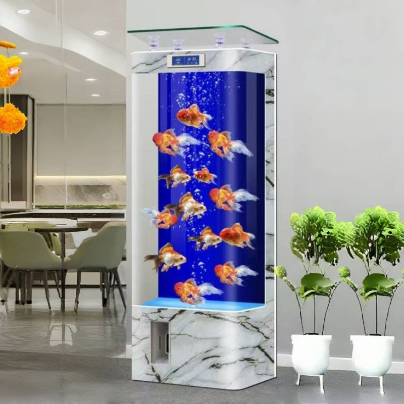 生态智能成型旁水族箱电视柜鱼缸立式金鱼缸2024一体玻璃客厅新款
