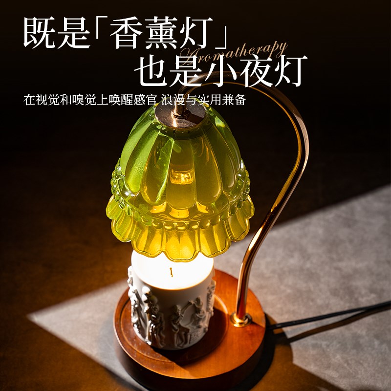 铃兰香薰灯蜡烛融蜡灯氛围灯卧室内助眠床头灯复古台灯高级感礼物
