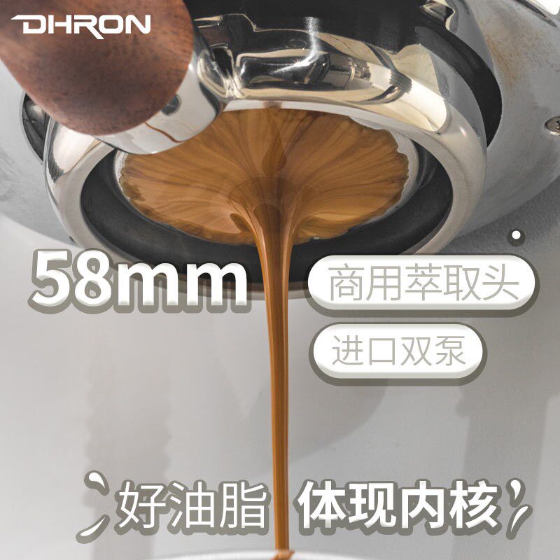DHRON迪揽mini意式半自动咖啡机小型商用家双泵双锅炉蒸汽打奶泡