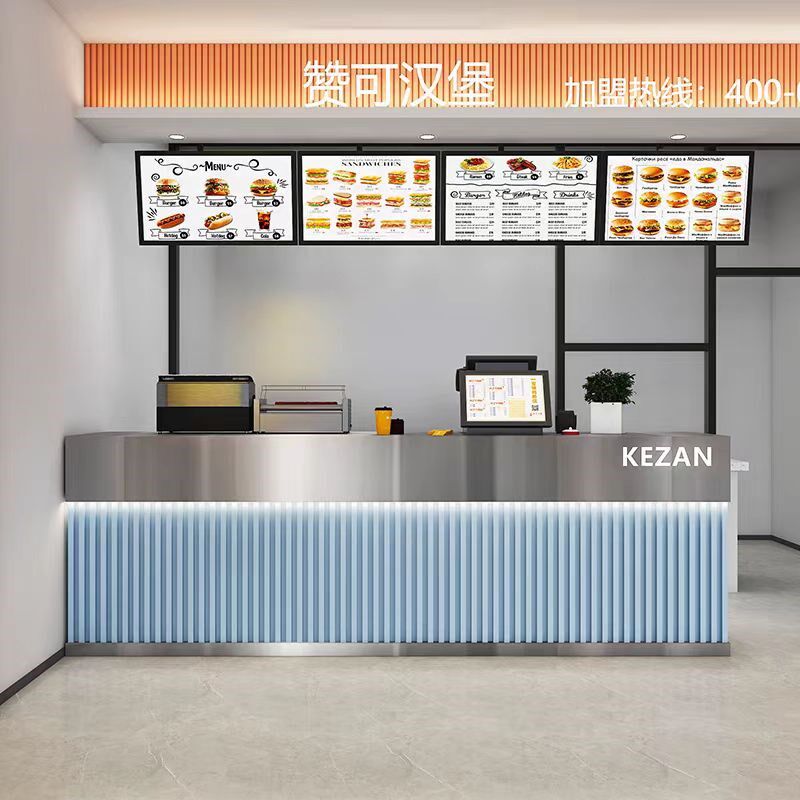 餐饮店奶茶店吧台不锈钢简约现代吧台收银台咖啡馆店铺前台桌