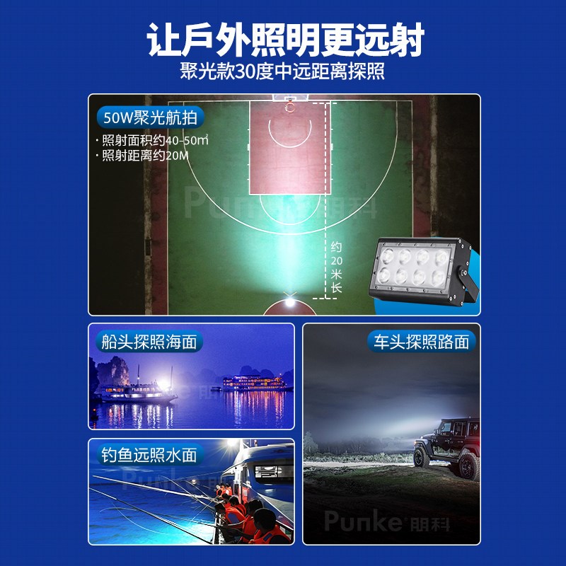船用强光灯船舶灯交流12v直流36伏海上轮船探照射灯工作led渔船灯