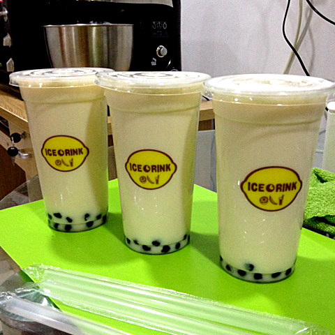 包邮奶茶杯塑料杯一次性95口径柠檬图带盖1000只400/450/500/700