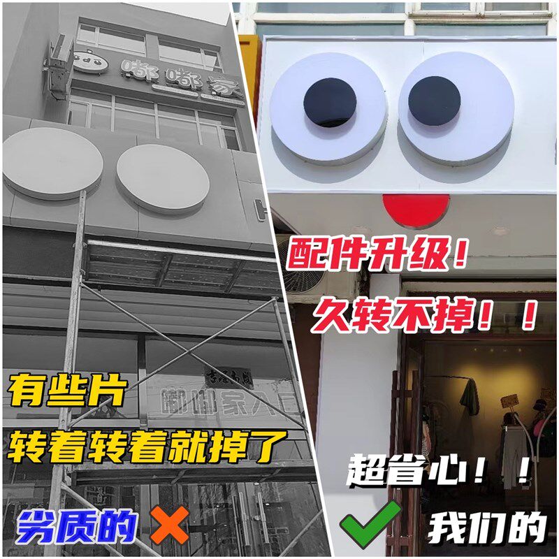 网红款ins风旋转跳动会转动的大眼睛发光户外防水门头店招牌灯箱