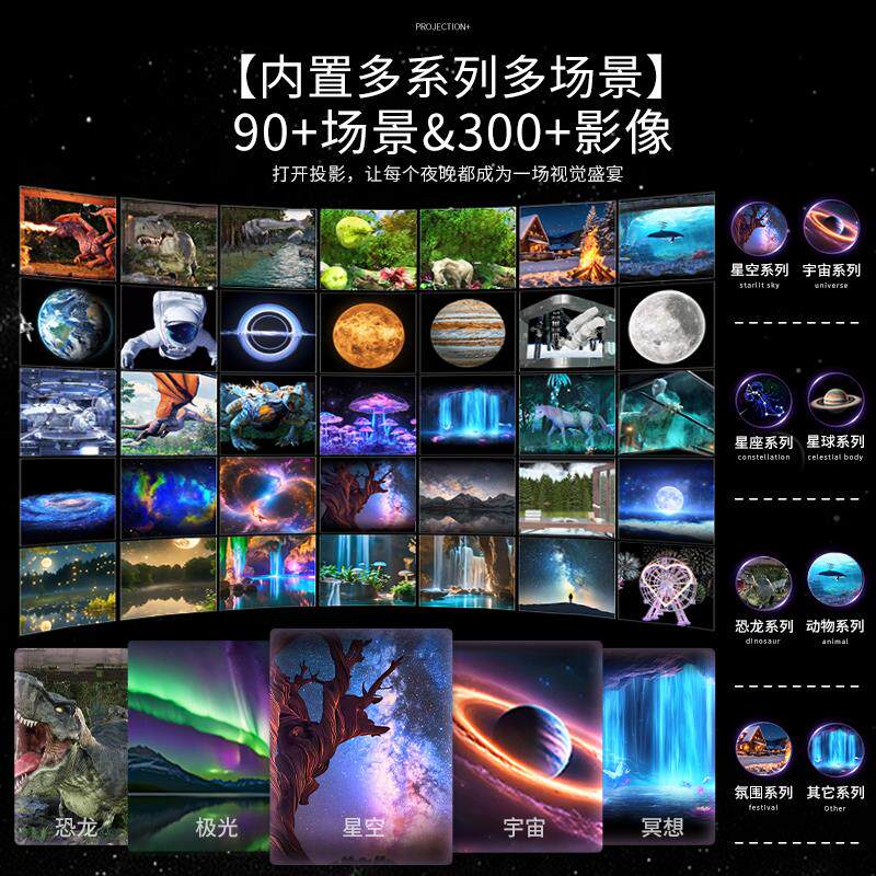 3d动态星空投影灯满天星卧室氛围感立体全息新款床头小夜灯星球顶