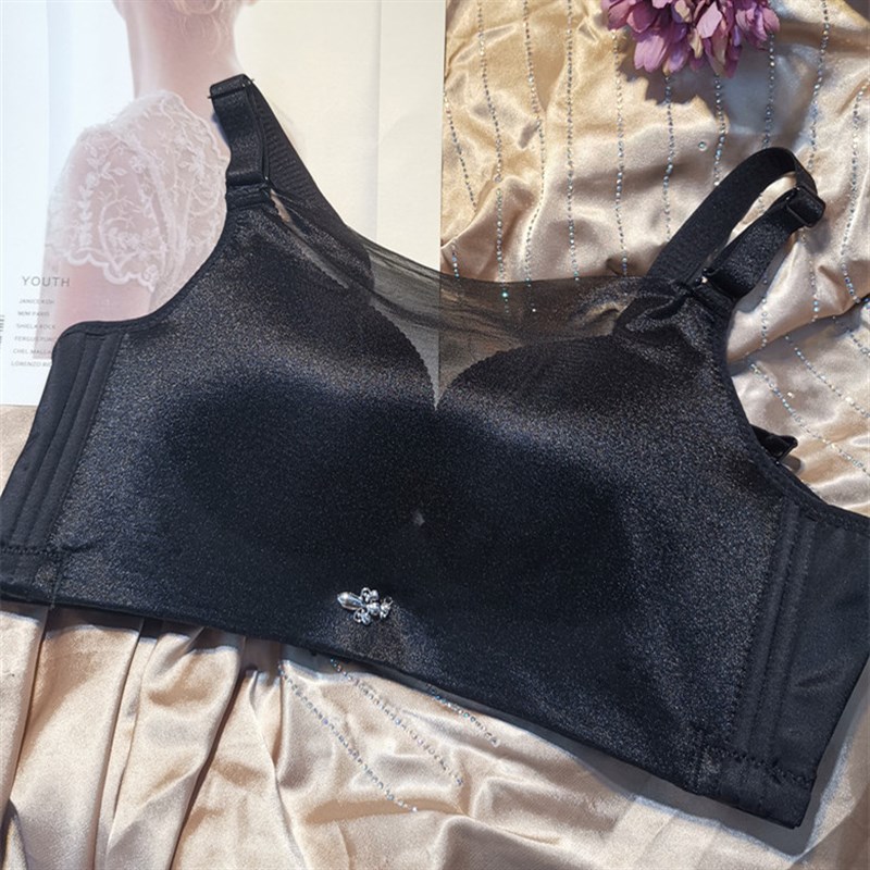 夏欧美抹胸式无钢圈聚拢文胸 收副乳调整型四排扣内衣彩钻防走光