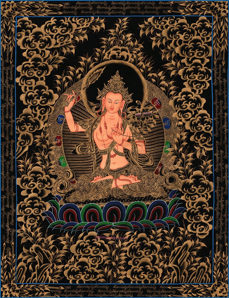 白度母文殊菩萨绿度母唐卡手绘diy 自画挂画手工描金上色涂色线稿
