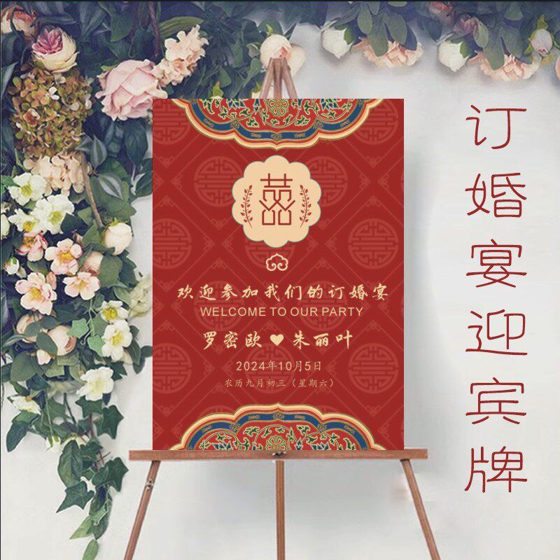 新中式红色婚礼座位图婚宴座次表坐席迎宾牌席位卡设计kt板海报