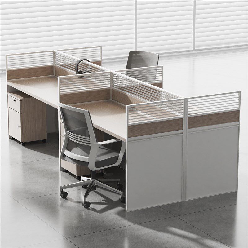 屏幕办公桌工作人员办公桌和椅子组合坐四人现代简单的六人工作人