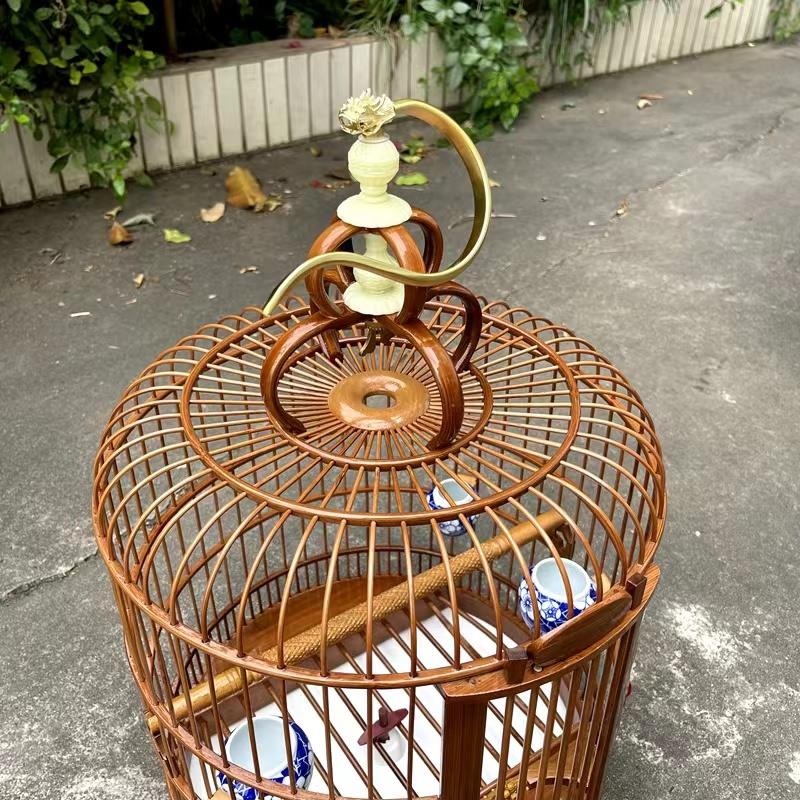 手工鸟笼竹制画眉笼贵州凯里鸟笼子全套配件川笼八哥笼鹩哥洗澡笼图片