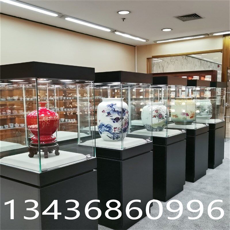 博物馆陈列柜古董瓷器玉器展示柜独立珠宝首饰玻璃柜木质展览柜台